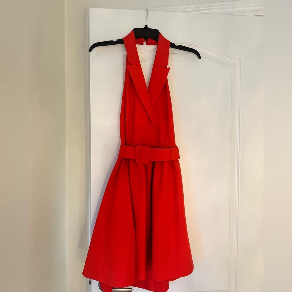 Badgley Mischka Red Orange Halter Mini Dress. Brand new with tag!
